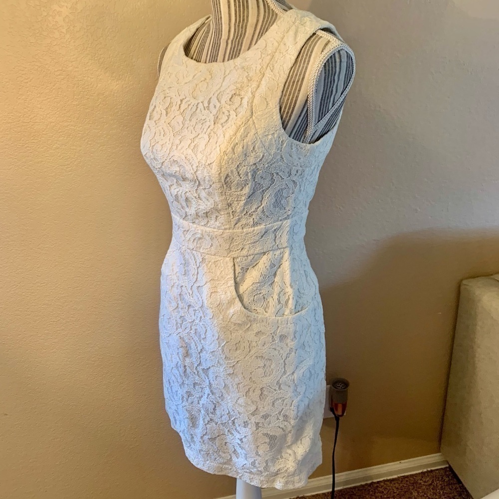 NEW Tart Lace Mini Dress White Small Sleeveless Front Pockets Back Zipper Boho - Picture 4 of 16